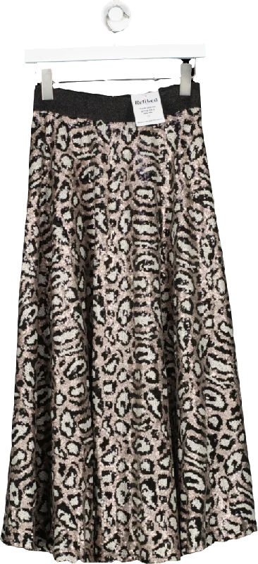 Nevada Love Black Animal Print Sequin Maxi Skirt UK S