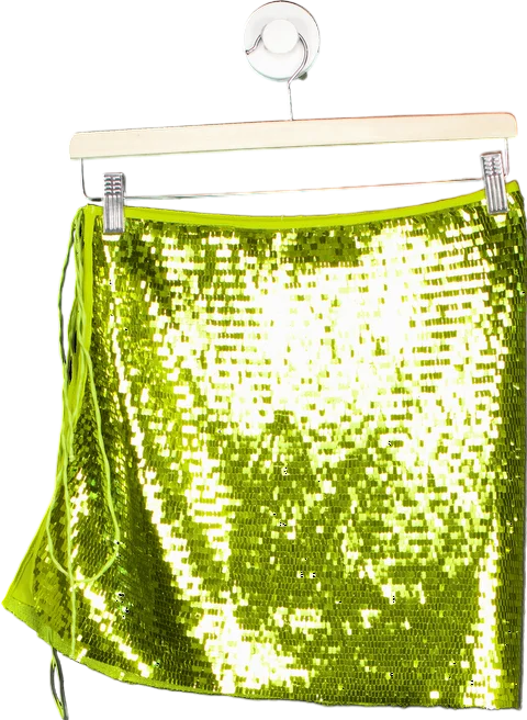 Oséree Yellow Sequin Mini Skirt UK S-M