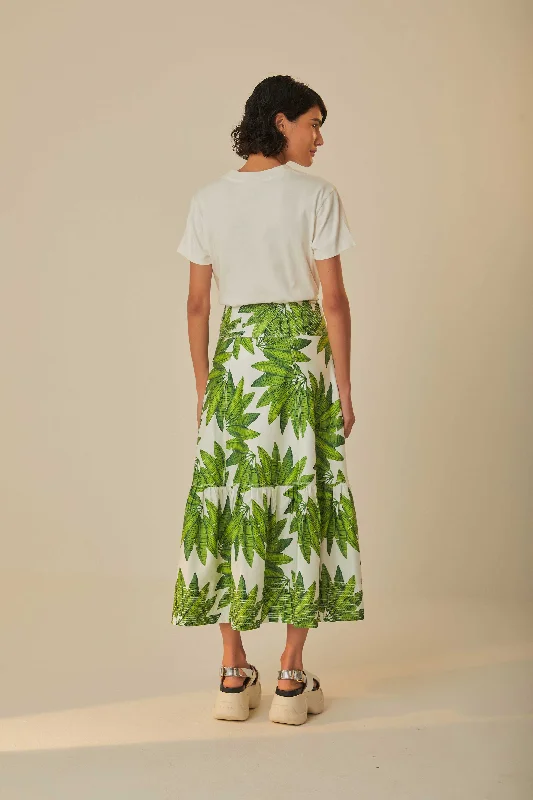 Off-White Palm Fan Organic Cotton Maxi Skirt