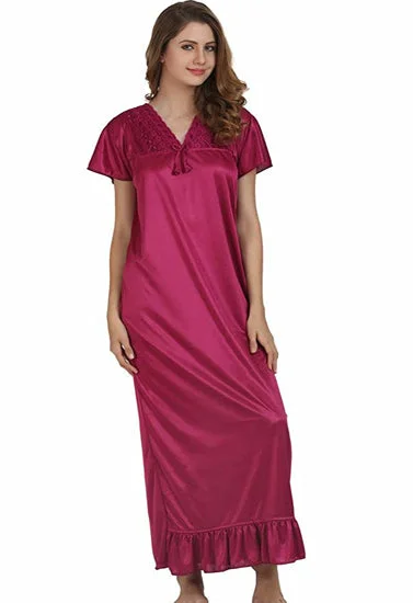 ""Comfy""  Plain Shinny Stuff Full Length Nighty