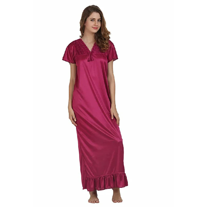 ""Comfy""  Plain Shinny Stuff Full Length Nighty