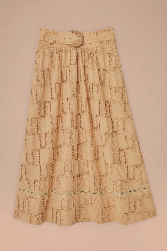 Sand Crochet Midi Skirt