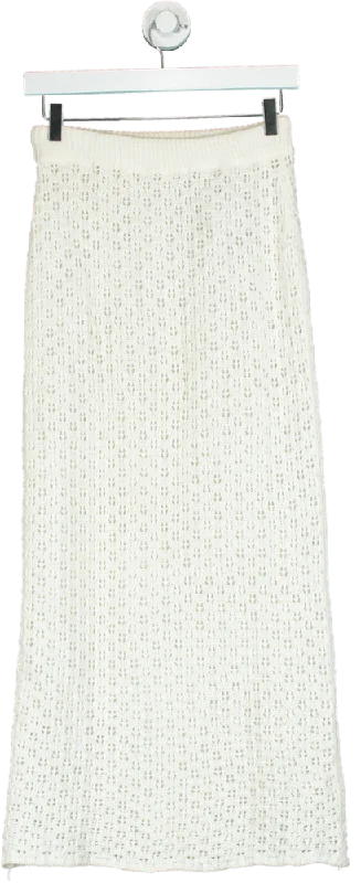 White KNit Midi Skirt UK ONESIZE