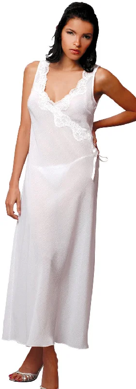 Women's Bridal Crinkle Chiffon Nightgown With G-String #6048