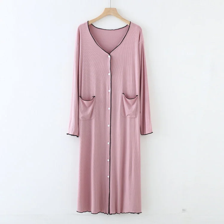 Long Sleeve Button Down Modal Nightgown