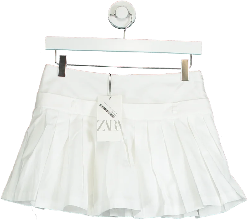 Zara White Pleated Skirt UK XS