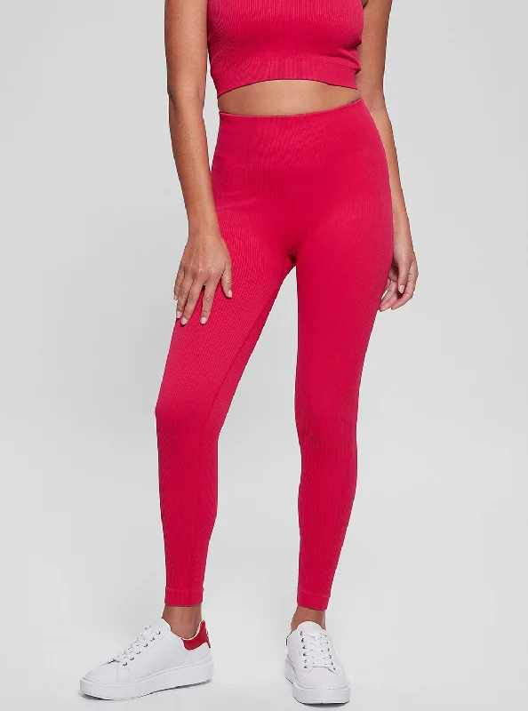 Pink Rib Seamless Active Leggings