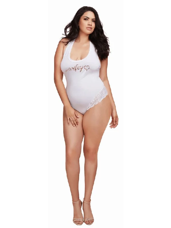 Plus Size White Lace Wifey Teddy