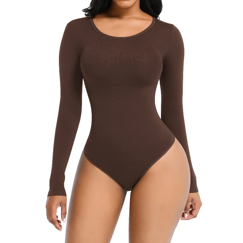 Essential Seamless Long Sleeve Shaping Bodysuit - Brown