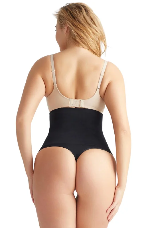 High Waist Shaping Thong - Seamless - Black