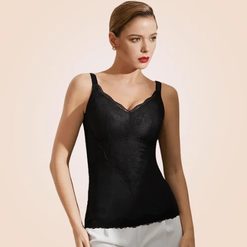 Built-In Bra Wide Strap Full Chest Support Body Shaper Cami