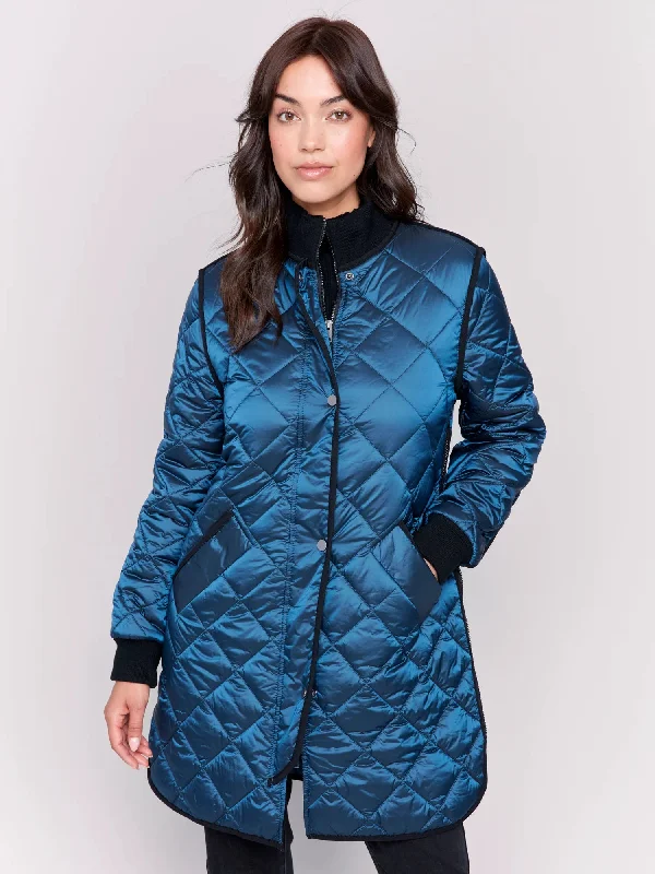 Charlie B Quilted Jacket With Rib - C6253R - 135B