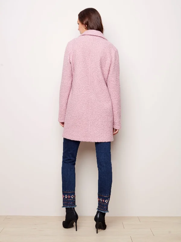 Charlie B Pink Boucle Knit Coat - C6141RR-707A