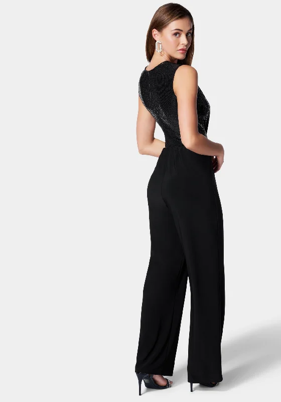 Disco Dot Wrap Tie Jumpsuit