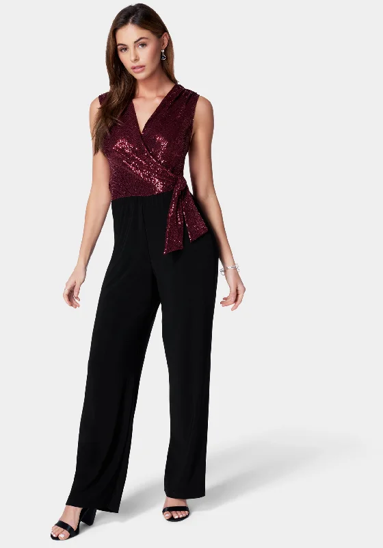 Disco Dot Wrap Tie Jumpsuit