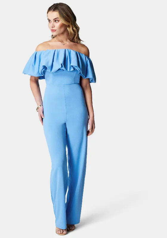 Off Shoulder Ruffle Jumpsuit