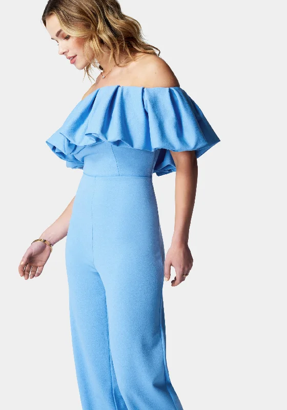 Off Shoulder Ruffle Jumpsuit