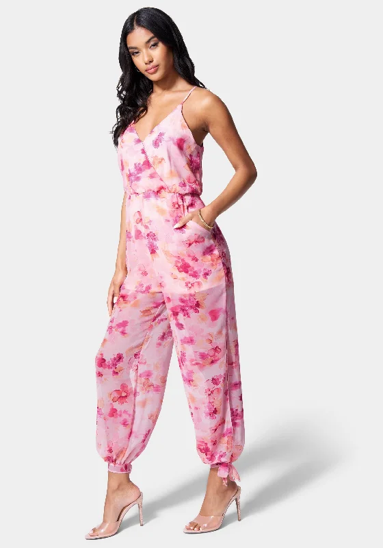 Printed Ankle Tie Jumpsuit