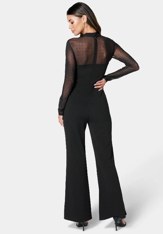 Sparkle Mesh Inset Jumpsuit