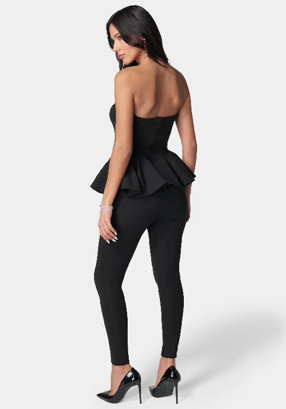 Strapless Peplum Catsuit