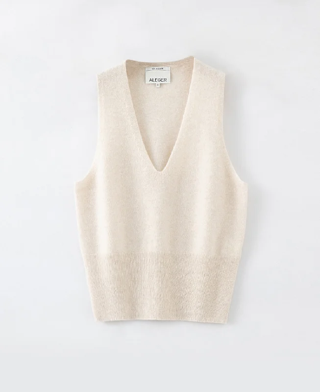 Aleger - N.35 Cashmere Low V Tank Pearl Shell