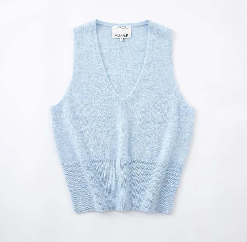 Aleger - N.35 Cashmere Low V Tank Sky Blue