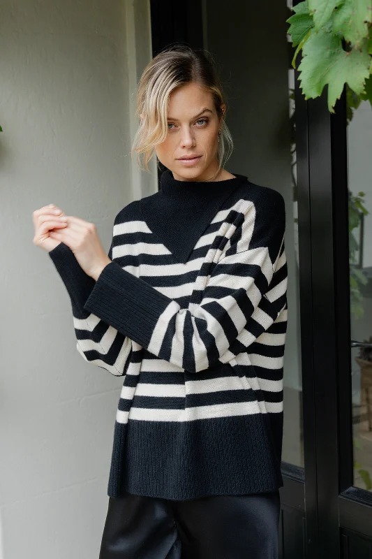 Caitlin Crisp Rupert Knit - Black Stripe