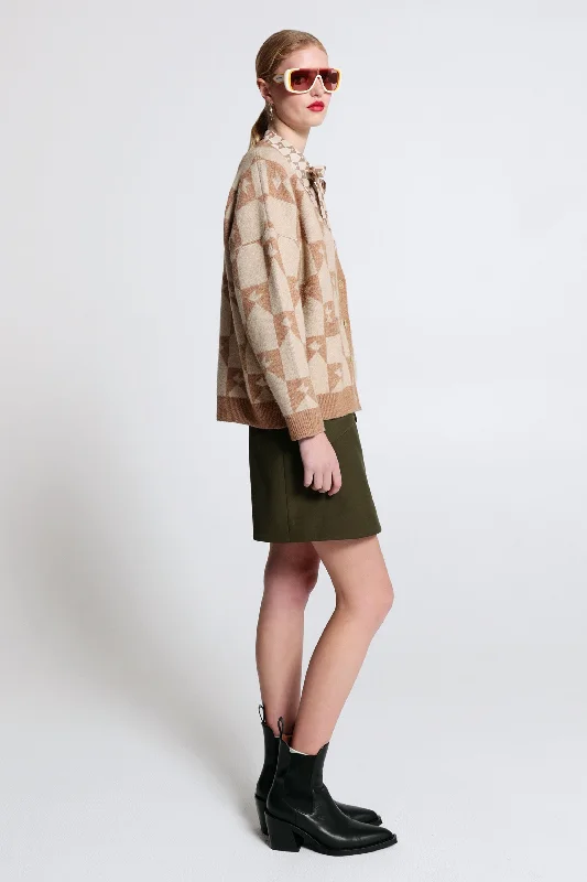 Karen Walker Monogram Chunky Cardigan - Tan