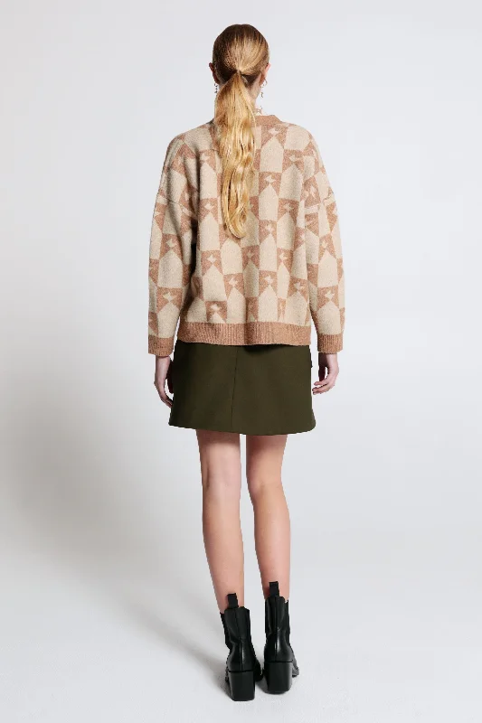 Karen Walker Monogram Chunky Cardigan - Tan