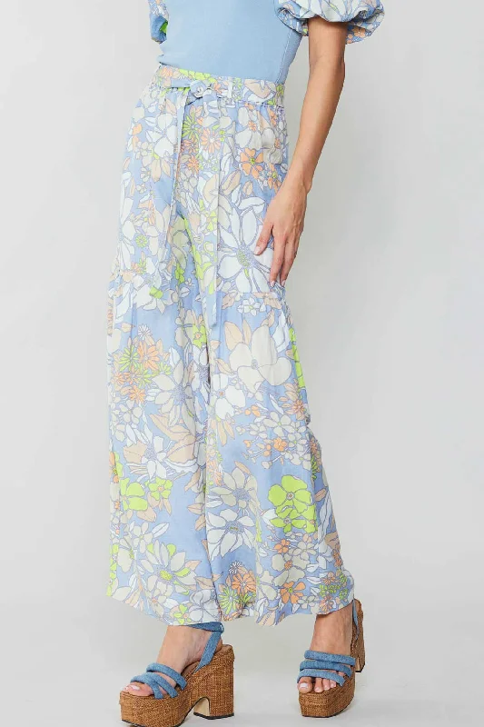 Linen Blend Floral Pants