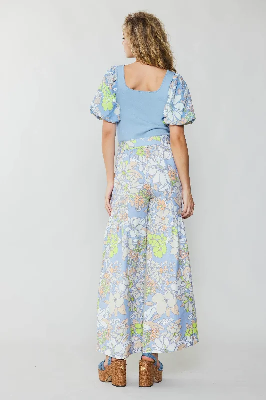 Linen Blend Floral Pants