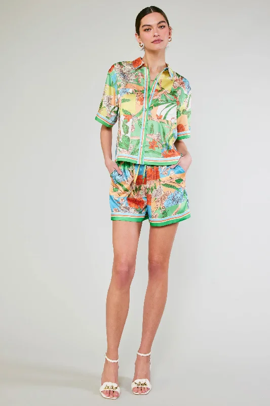 Border Print Floral Block Shirt