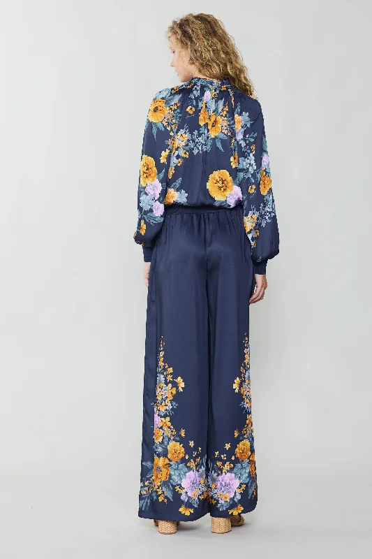 Floral Motif Wide Pants