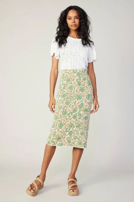 Floral Knit Midi Skirt