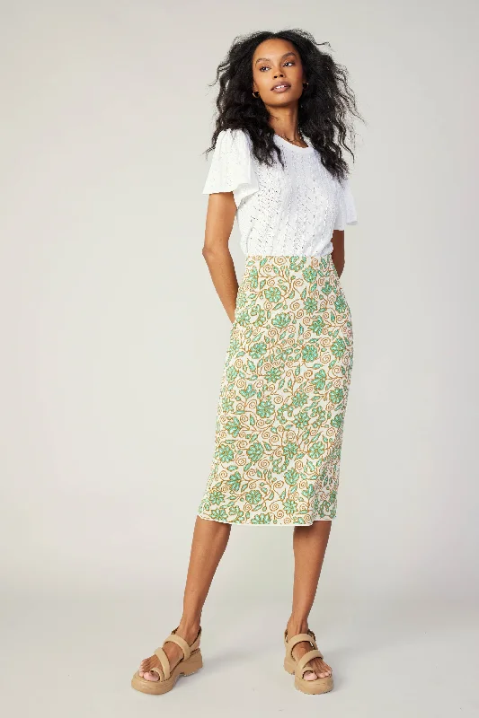 Floral Knit Midi Skirt