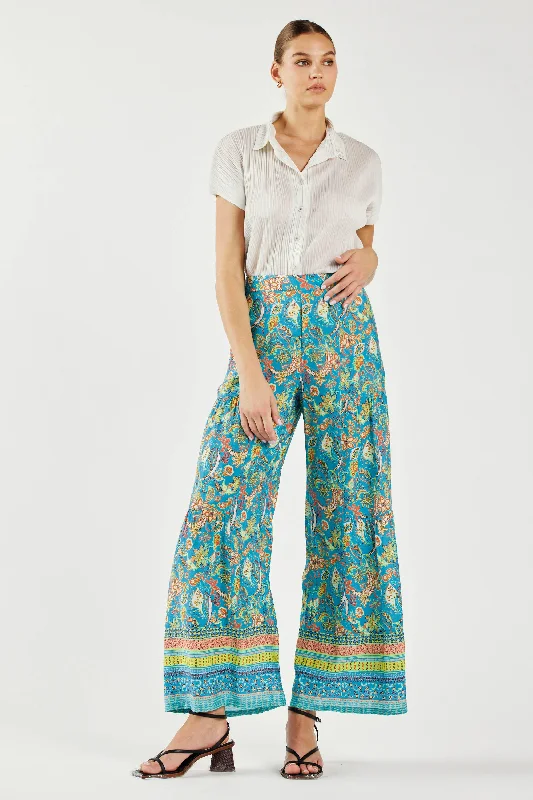 Paisley Printed Wide Leg Pants